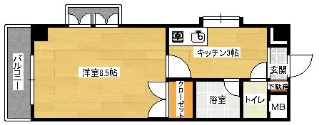 RESIDENCE西宮(1K/3階)の間取り写真