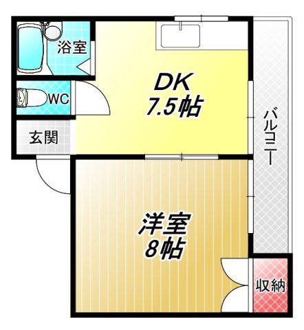 ST山本(1DK/2階)の間取り写真