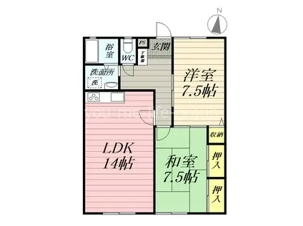 シャトーアルブル A(2LDK/1階)の間取り写真