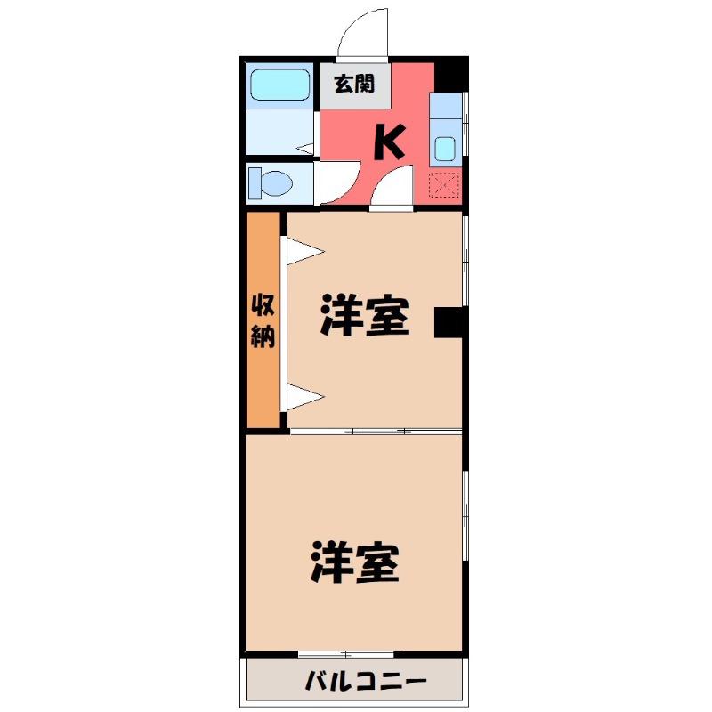 レジデンスカープ 太田(2K/2階)の間取り写真