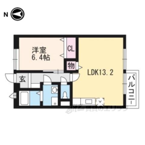 メゾンエスポワールⅡ(1LDK/2階)の間取り写真