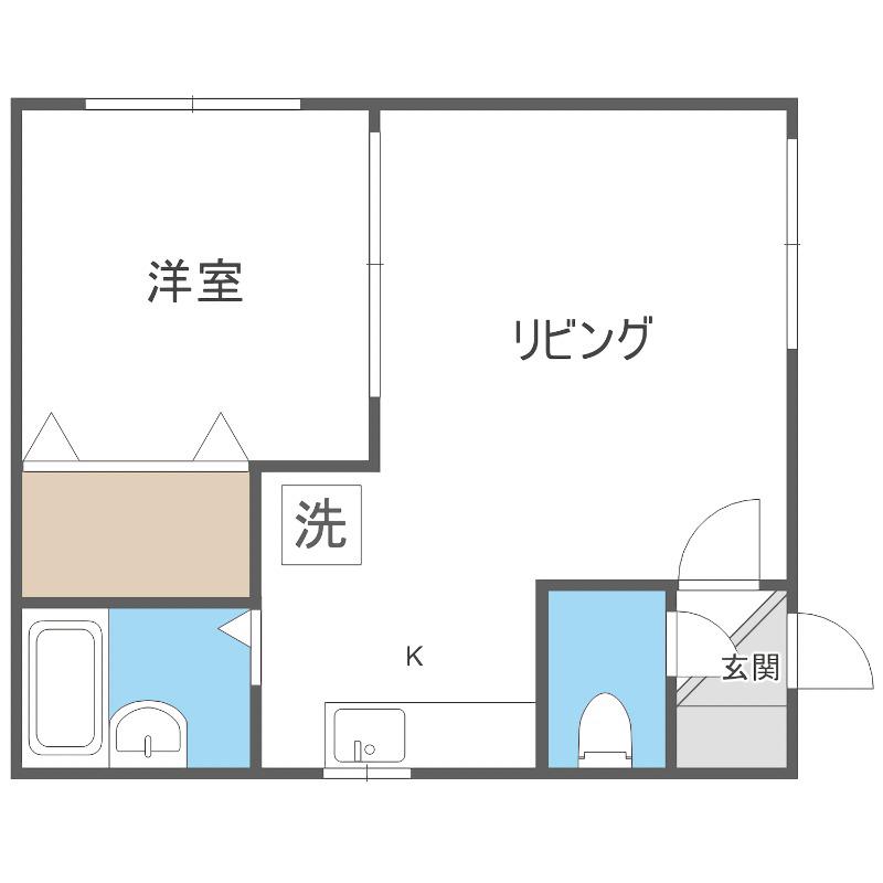 シャネル平岸(1DK/3階)の間取り写真