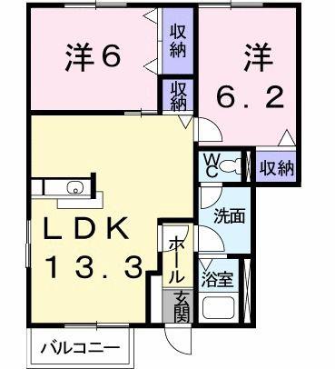 サニーホームズII(2LDK/1階)の間取り写真