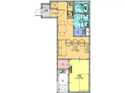FSTYLE藤井寺道明寺1号館(1LDK/1階)の間取り写真