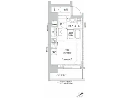 リルシアヨコハマタンマチ(ワンルーム/8階)の間取り写真