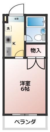 三浦ハイツI(1K/2階)の間取り写真