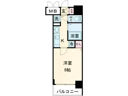 プレサンス三ノ宮駅前プライムタイム(1K/7階)の間取り写真