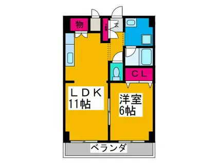 新開ビル(1LDK/4階)の間取り写真