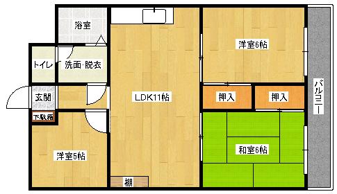 中通ビル(3LDK/3階)の間取り写真