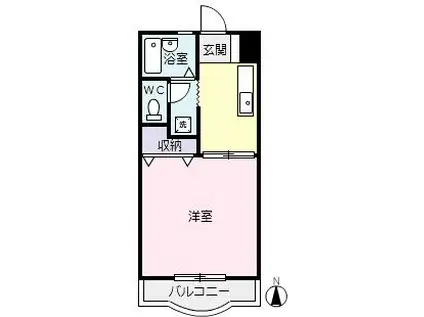 パインリーフ北郷(1K/1階)の間取り写真