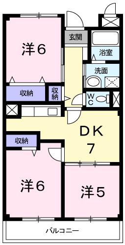 シャルマン今宿(3DK/2階)の間取り写真