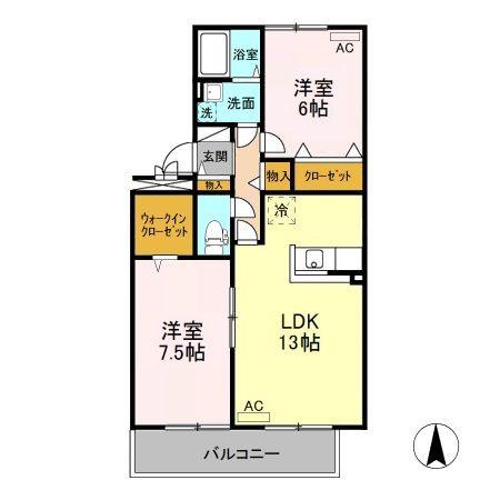 クランベール(2LDK/3階)の間取り写真