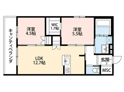 GRACE COURT(2LDK/2階)の間取り写真