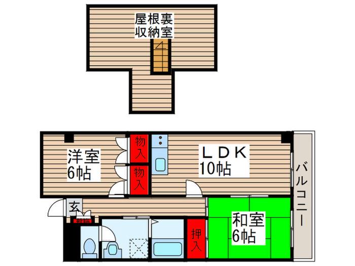 グリーンヒル八ヶ崎(2LDK/3階)の間取り写真