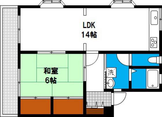 シティパレス西崎(1LDK/2階)の間取り写真