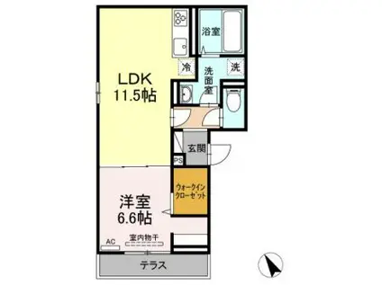 モンマルトルIII(1LDK/1階)の間取り写真