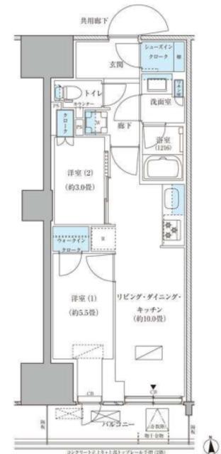 パークアクシス品川天王洲アイル(2LDK/6階)の間取り写真