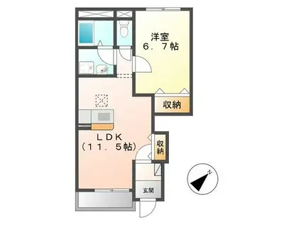 グレイスヴィラヒダカI(1LDK/1階)の間取り写真