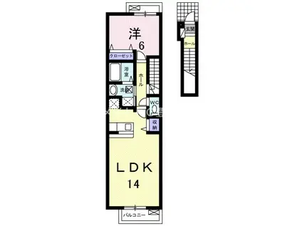 グラース21(1LDK/2階)の間取り写真
