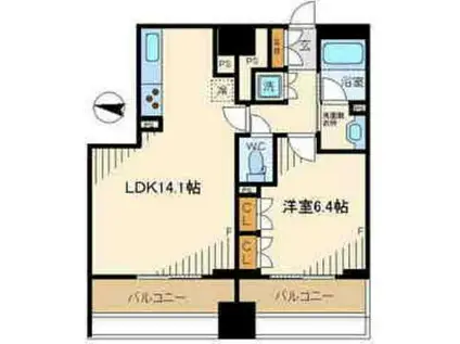 レジディア錦糸町II(1LDK/11階)の間取り写真