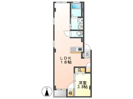 グランレーヴ東別院イースト(1LDK/2階)の間取り写真