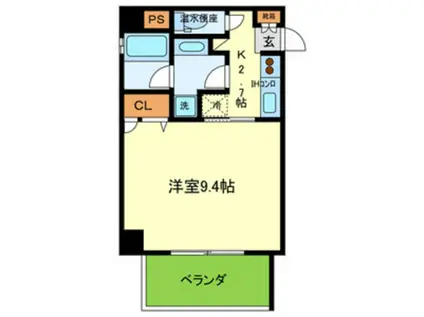 ミラージュにおの浜(1K/3階)の間取り写真