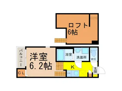 ルミエールHS(1K/1階)の間取り写真