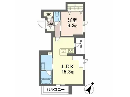 シャーメゾンエレガント(1LDK/2階)の間取り写真