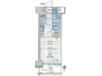 オーキッドレジデンス森下(1K/4階)の間取り写真