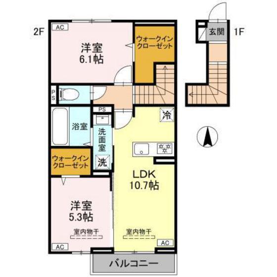 ハイトラスト(2LDK/2階)の間取り写真