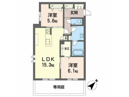 YANAGI TAKASU(2LDK/1階)の間取り写真