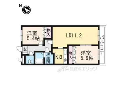 サン・クレール3(2LDK/2階)の間取り写真