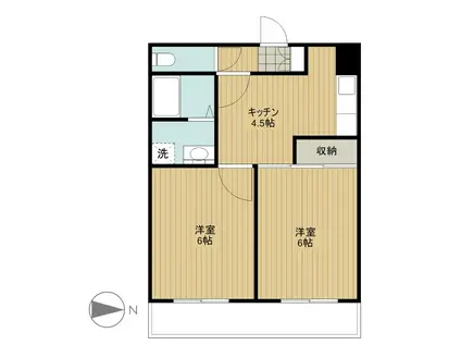 テラス桜丘(2DK/2階)の間取り写真