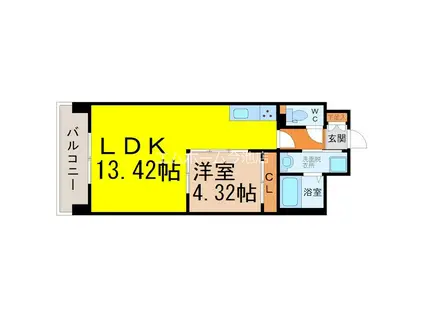 PRIMAL千種LUNO(1LDK/14階)の間取り写真
