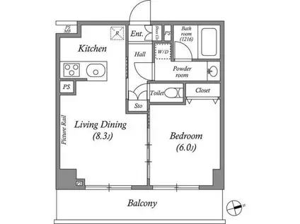 ルクレ上北沢ルネサンスコート(1LDK/3階)の間取り写真