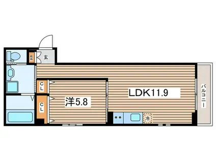ディア・ロードUP(1LDK/1階)の間取り写真