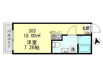 エアコート(ワンルーム/3階)の間取り写真