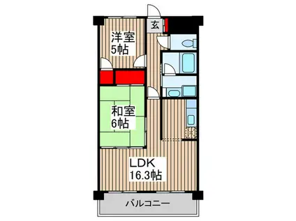 グリュンネベルクTAKANO(2LDK/1階)の間取り写真