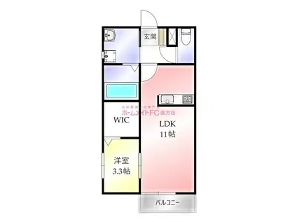 PREVOYANCE直方駅前(1LDK/1階)の間取り写真