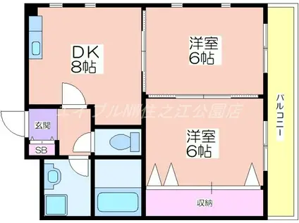 シエーヌパレ(2DK/3階)の間取り写真