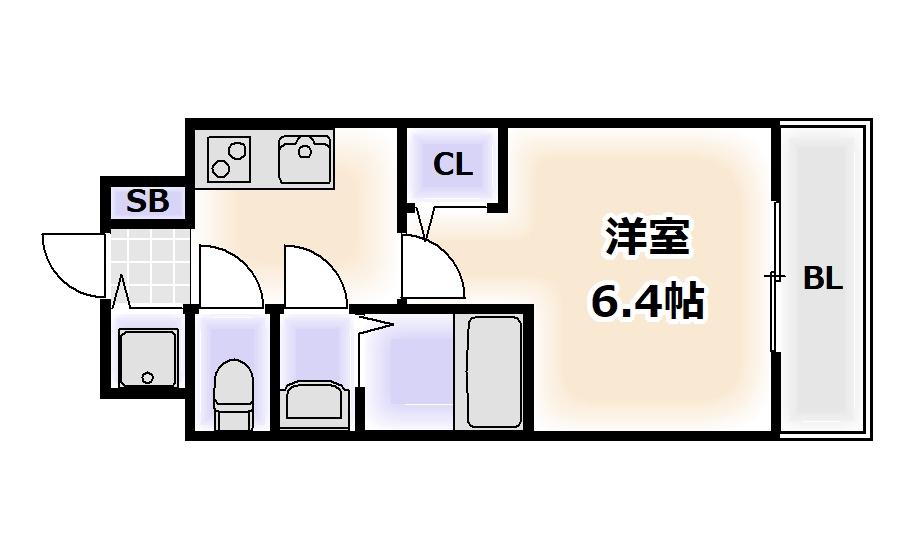 レジュールアッシュ難波MINAMI(1K/7階)の間取り写真