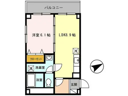 シーガルマンション(1LDK/4階)の間取り写真