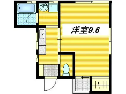 山田ビル(1K/2階)の間取り写真