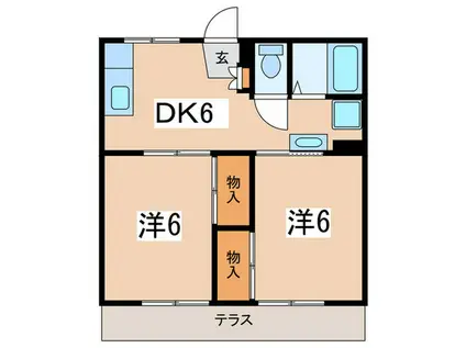 クレフォート緑園(2DK/1階)の間取り写真