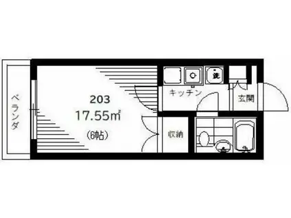 フローラ鶴見(1K/2階)の間取り写真