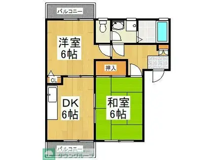 ベラカーサ白糸台(2DK/1階)の間取り写真