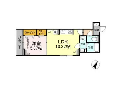 ルリアン西新井本町(1LDK/3階)の間取り写真