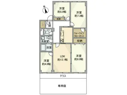 パシフィック我孫子グリーンタウン16号棟(4LDK/1階)の間取り写真
