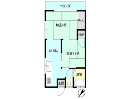 フラット横浜(2K/2階)の間取り写真