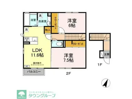 ノーブルさつき(2LDK/2階)の間取り写真